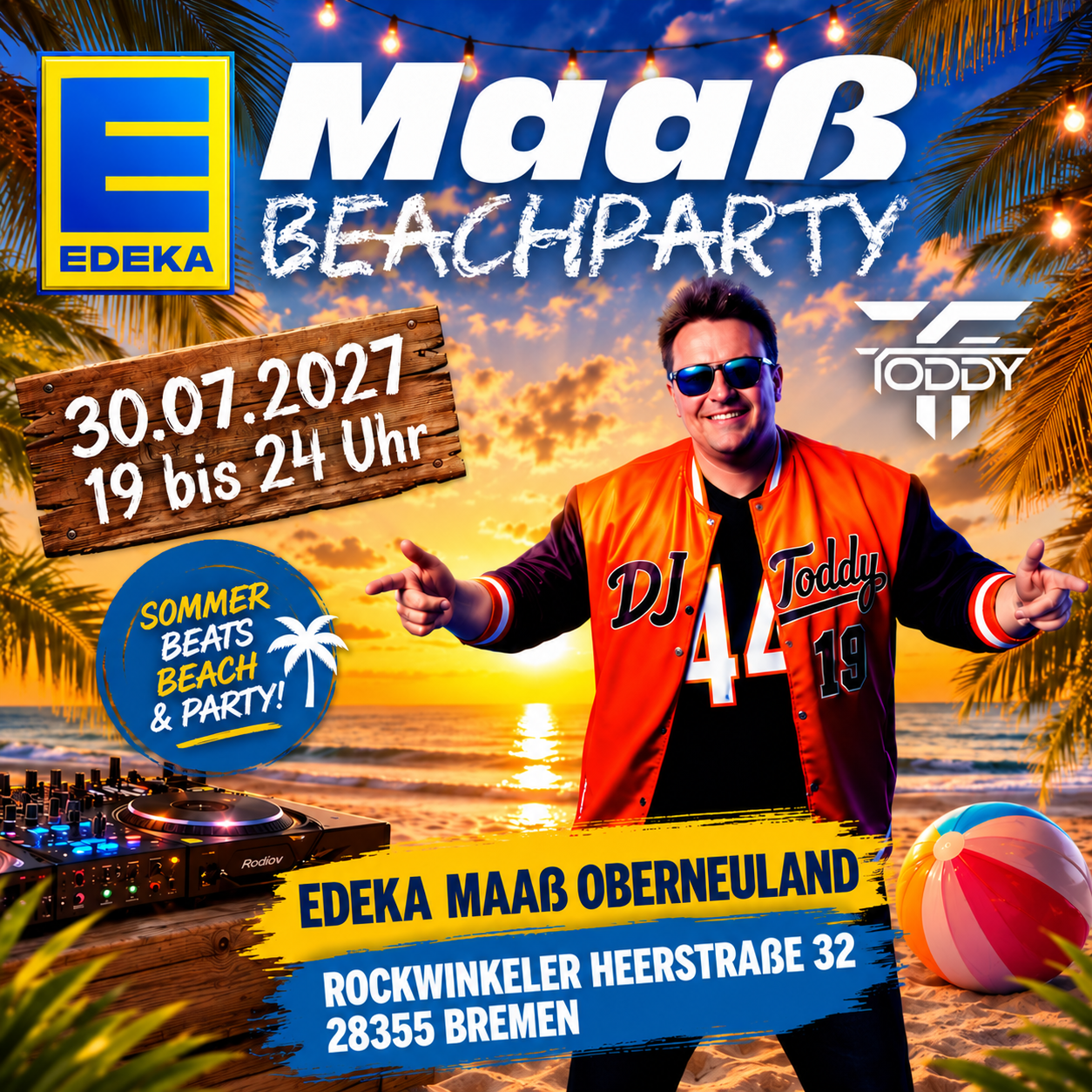 EDEKA Maaß Oberneuland Beachparty 2027 mit DJ Toddy